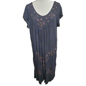 Just Love Boho Hippie Black Embellished Dress One Size Black